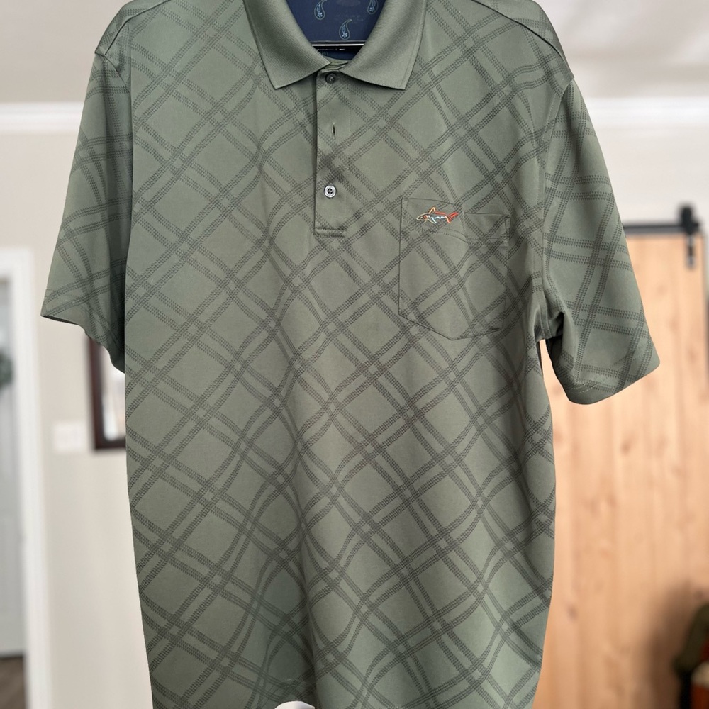 Greg Norman Collection Olive Plaid Polo Shirt